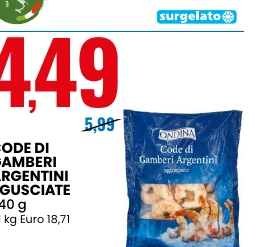 Code di gamberi argentini sgusciate 240 g