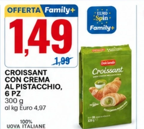 Croissant con crema al pistacchio 6 pezzi 300 g