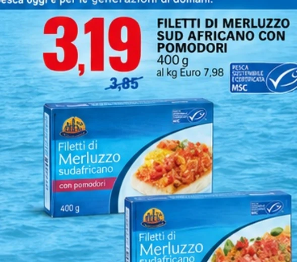 Filetti di merluzzo sudafricano con pomodori 400 g