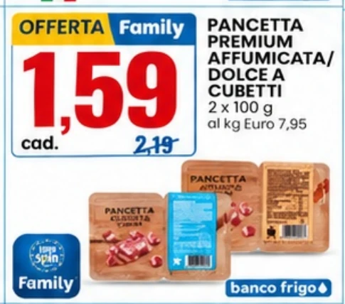 Pancetta Premium affumicata o dolce a cubetti 2 x 100 g