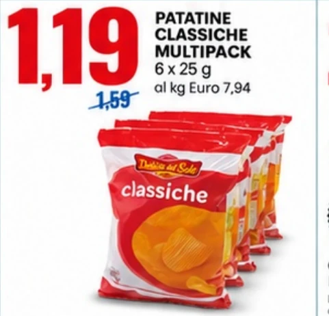Patatine classiche multipack 6 x 25 g