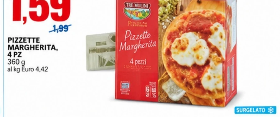 Pizzette margherita 4 pezzi 360 g