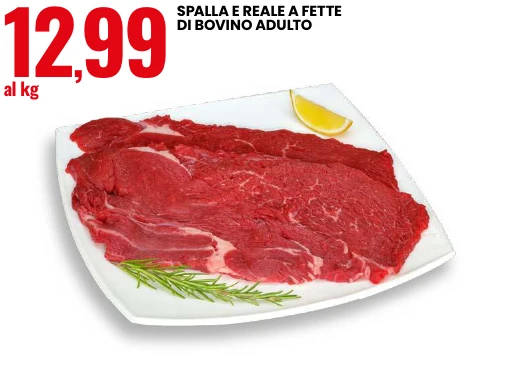 Spalla e reale a fette di bovino adulto