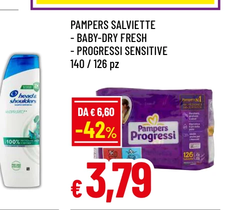 PAMPERS SALVIETTE - BABY-DRY FRESH - PROGRESSI SENSITIVE