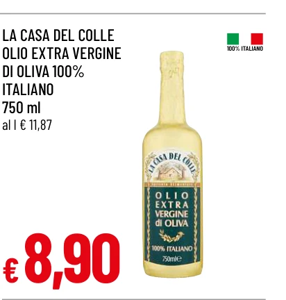 100% ITALIANO LA CASA DEL COLLE OLIO EXTRA VERGINE DI OLIVA 100% ITALIANO