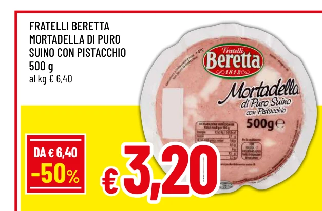MORTADELLA DI PURO SUINO CON PISTACCHIO - Fratelli Beretta