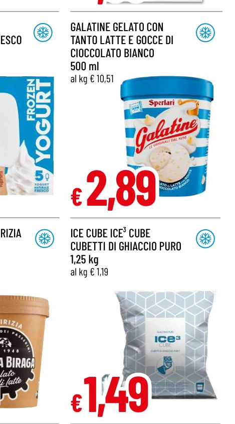 GALATINE GELATO CON TANTO LATTE E GOCCE DI CIOCCOLATO BIANCO