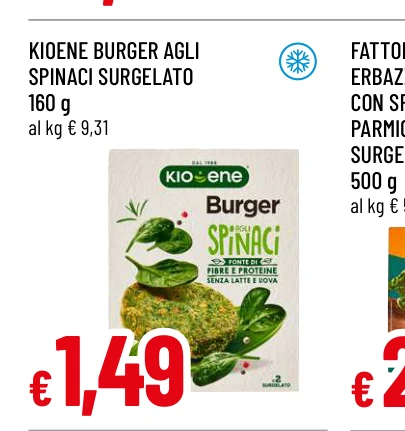 KIOENE BURGER AGLI SPINACI SURGELATO