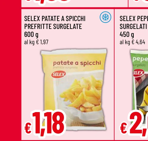SELEX PATATE A SPICCHI PREFRITTE SURGELATE - Pata