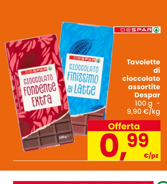 Tavolette di cioccolato assortite Despar 100 g