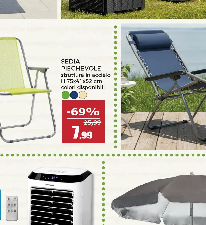 Sedia Pieghevole in Acciaio da Campeggio h75x41x52 cm