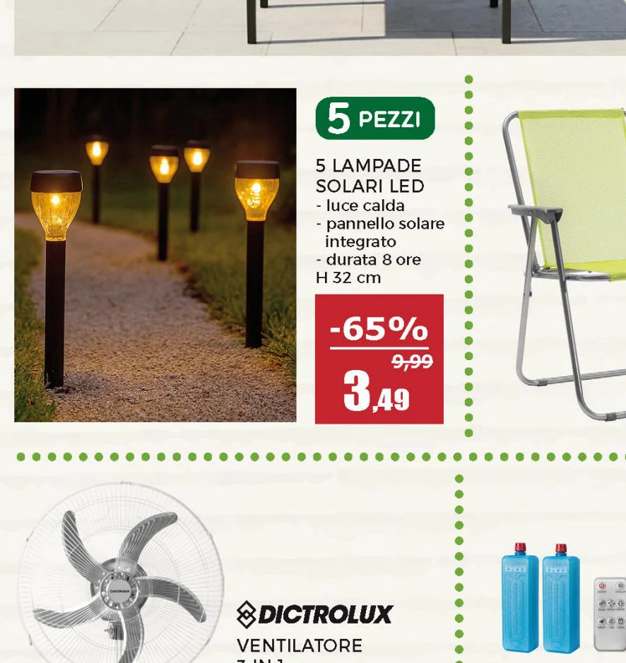 Set 5 Lampade Solari LED da Giardino con Picchetto Luce Calda