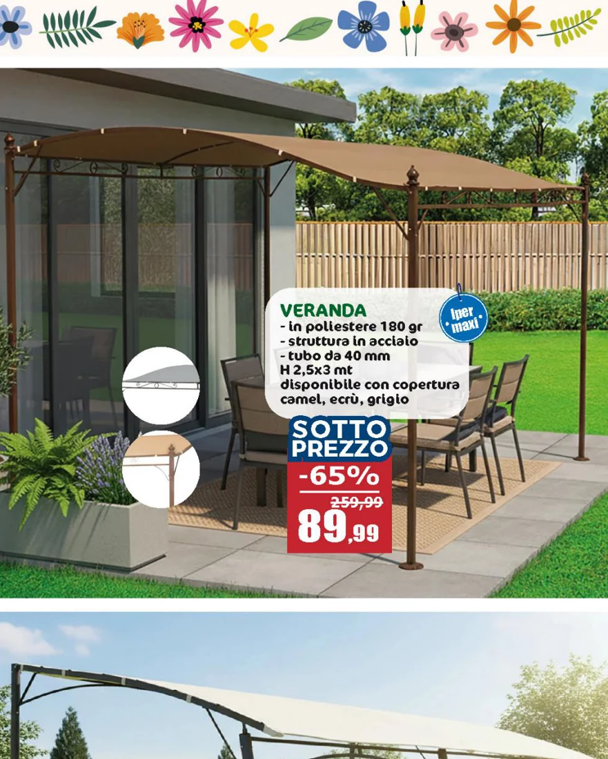 Gazebo Veranda con telo Grigio 2,5x3 metri