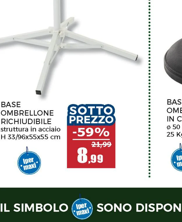 Base Ombrellone in acciaio Richiudibile Bianco