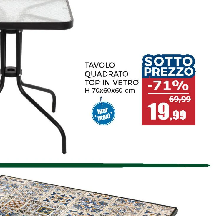 Tavolo da giardino Quadrato nero con top in vetro