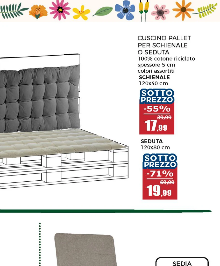 Cuscino seduta Pallet tortora