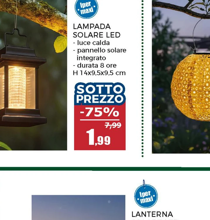 Lampada Solare LED da giardino Luce Calda h14 cm