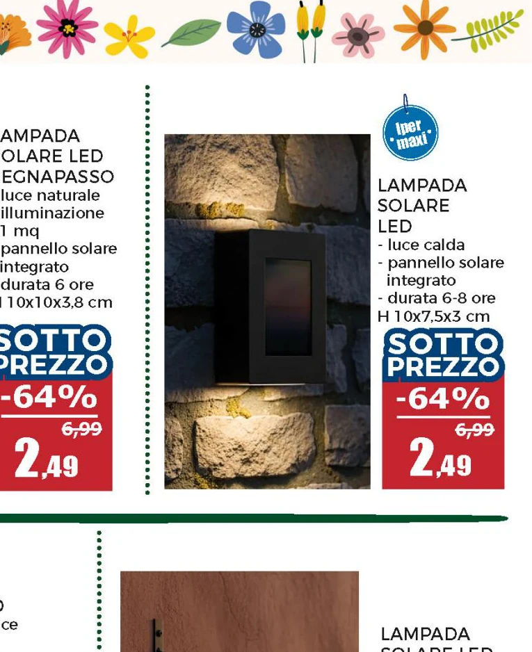 Lampada Solare LED da Parete Luce Calda h10 cm
