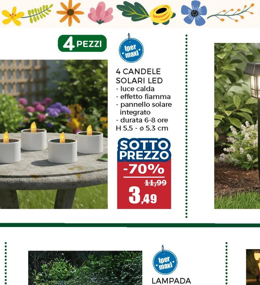 Lampada Solare LED Decorativa da Giardino Fiori h13 cm
