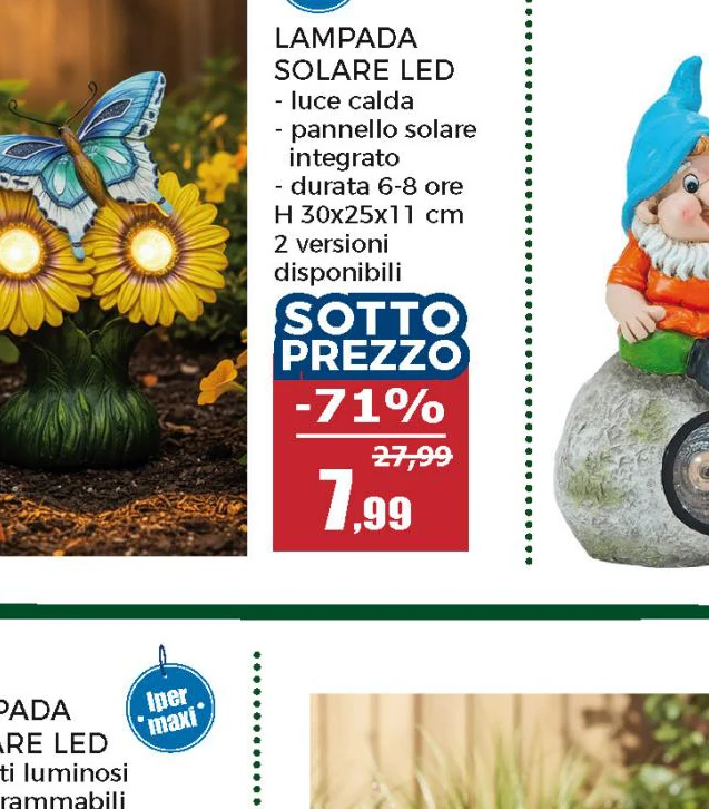 Lampada Solare LED Decorativa da Giardino Fiori Luce Calda h30 cm