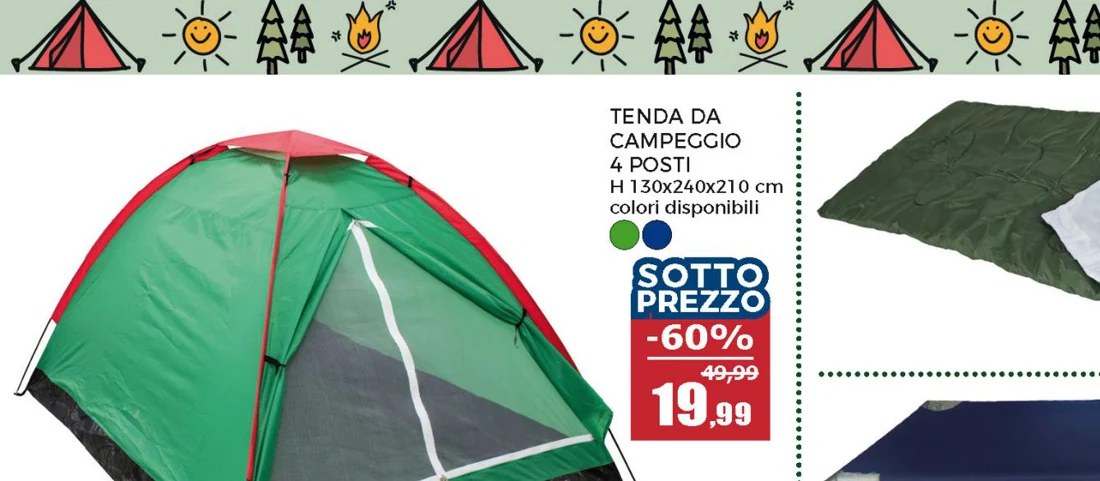 Tenda Multistagione Large 4 Posti Richiudibile con Sacca