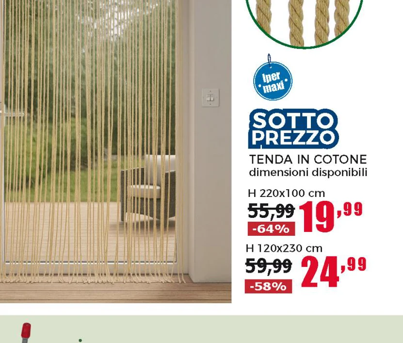 Tenda in Cotone a Fili Intrecciati h220x100 cm
