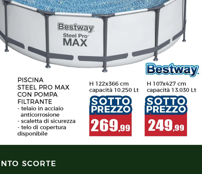 Piscina Fuori Terra Rotonda Steel Pro MAX™ con Pompa Filtro, Scaletta e Copertura