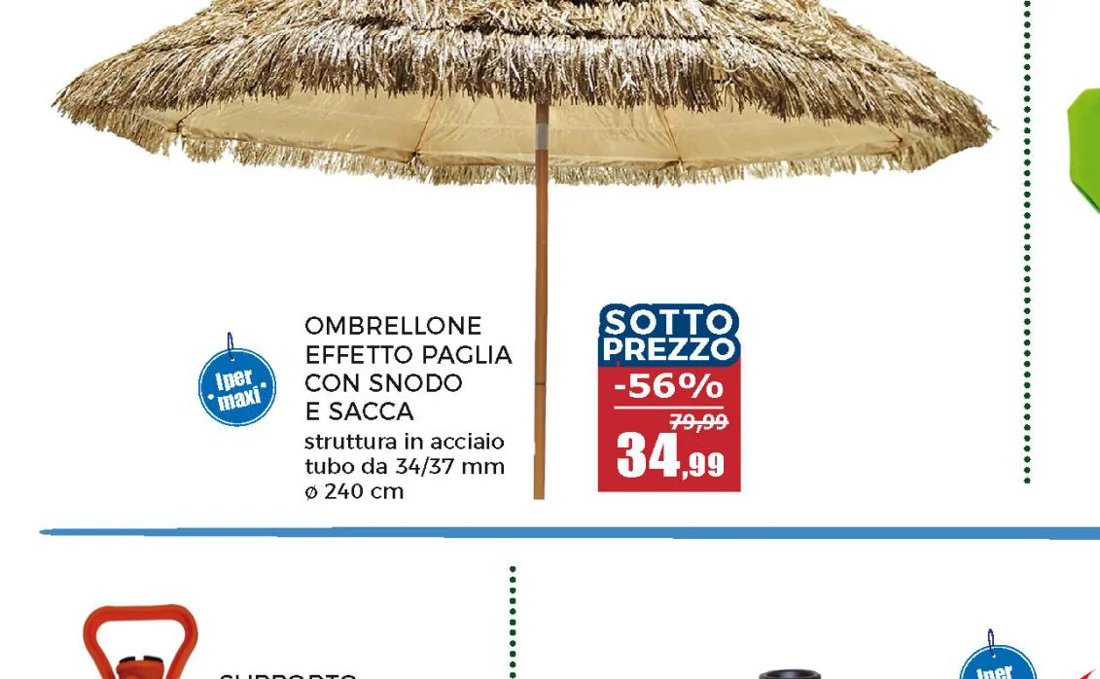 Ombrellone Effetto Paglia con snodo diametro 240 cm