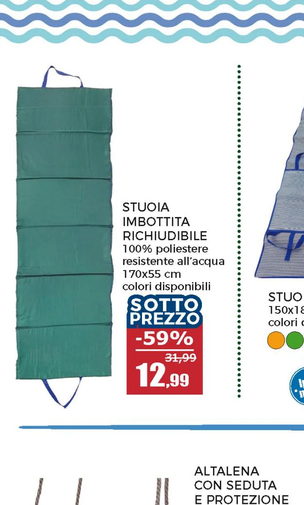 Stuoia Imbottita Richiudibile Idrorepellente 170x55 cm