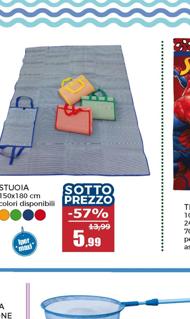 Stuoia Mare Ripiegabile con Tasca 180x150 cm