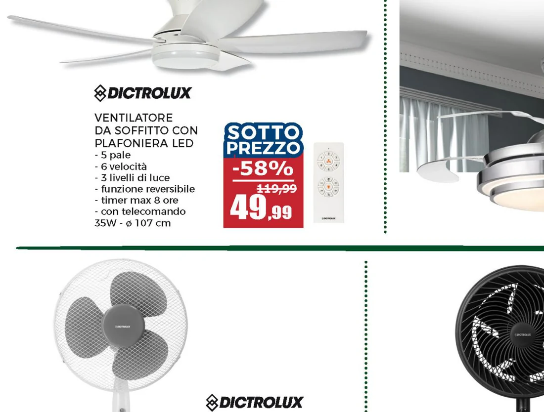 Ventilatore da Soffitto con Plafoniera LED Winged-Up