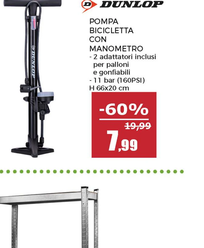 Pompa da Terra per Bicicletta con Manometro Analogico e Adattatori