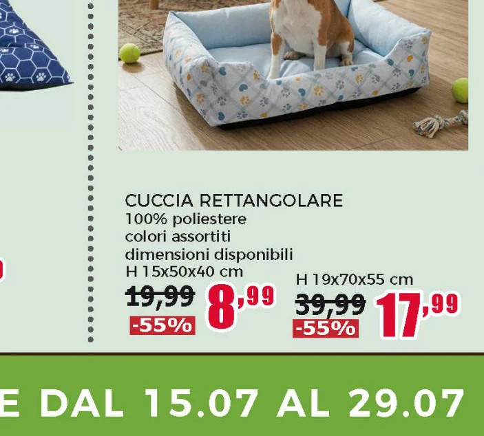 Cuccia Rettangolare per Cani e Gatti con Fondo Antiscivolo 70x55 cm