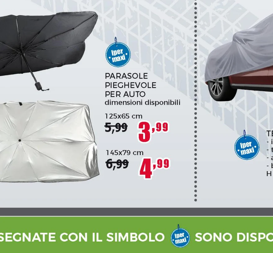 Parasole Auto Pieghevole ad ombrello 145x79 cm