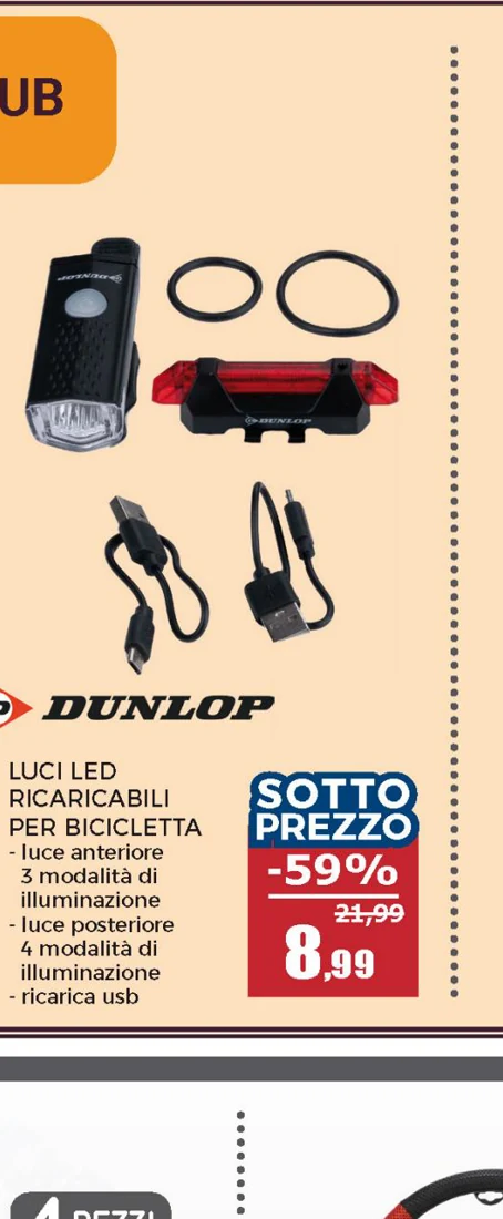 Set Luci LED Ricaricabili per Bicicletta