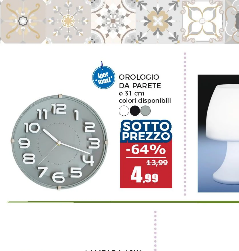 Orologio da parete diametro 31 cm