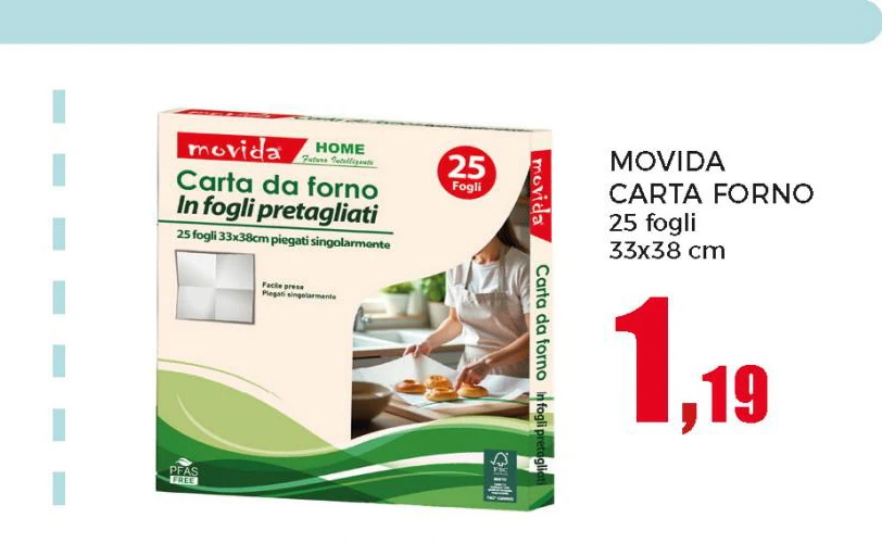 Carta forno in fogli pretagliati