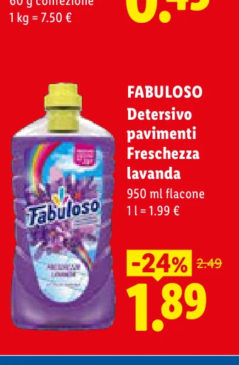 FABULOSO Detersivo pavimenti Freschezza lavanda 950 ml flacone