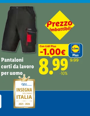 Pantaloni corti da lavoro per uomo