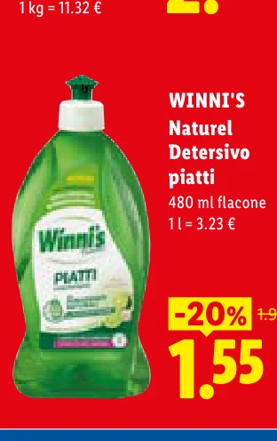 WINNI'S Naturel Detersivo piatti 480 ml flacone