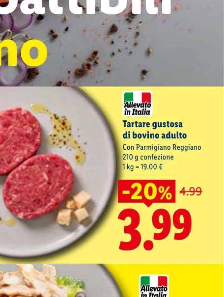 Tartare gustosa di bovino adulto