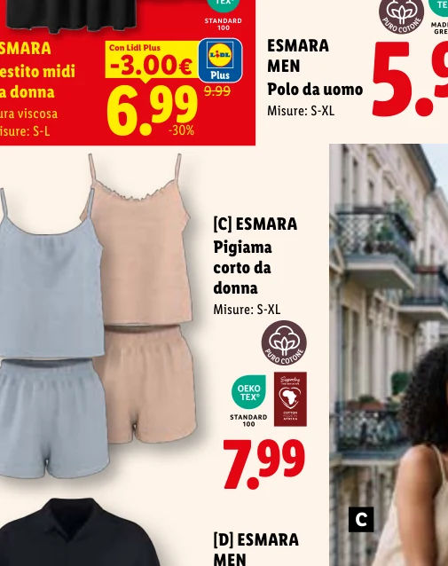 ESMARA Pigiama corto da donna