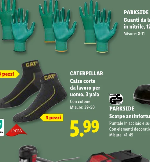 CATERPILLAR Calze corte da lavoro per uomo, 3 paia