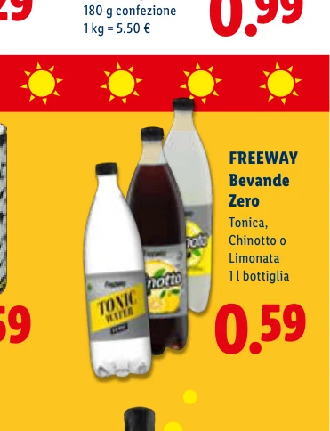 FREEWAY Bevande Zero Tonica, Chinotto o Limonata