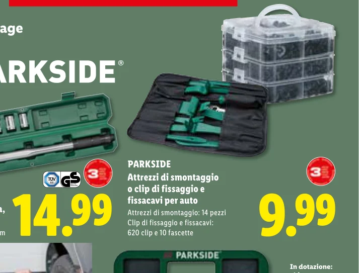 Attrezzi di smontaggio o clip di fissaggio e fissacavi per auto - Parkside