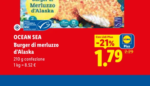 Burger di merluzzo d'Alaska - Ocean Sea