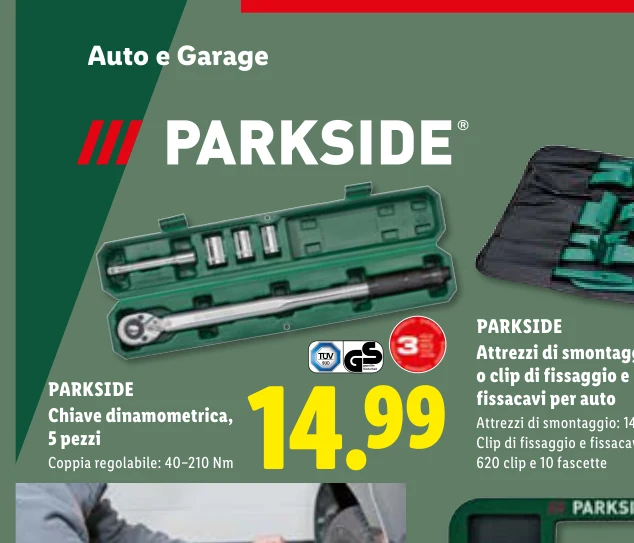 Chiave dinamometrica, 5 pezzi - Parkside