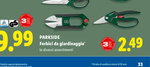 Forbici da giardinaggio* - Parkside