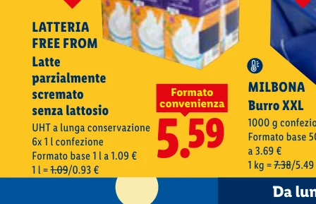 Latte parzialmente scremato senza lattosio - Latteria Free From