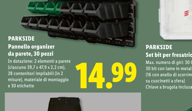 Pannello organizer da parete, 30 pezzi - Parkside